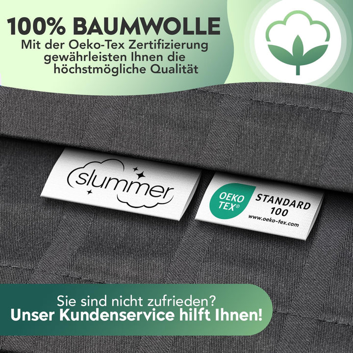 slummer Bettwäsche 135x200 - anthrazit - Bezug Damast 100% Baumwolle - YKK Reissverschluss -