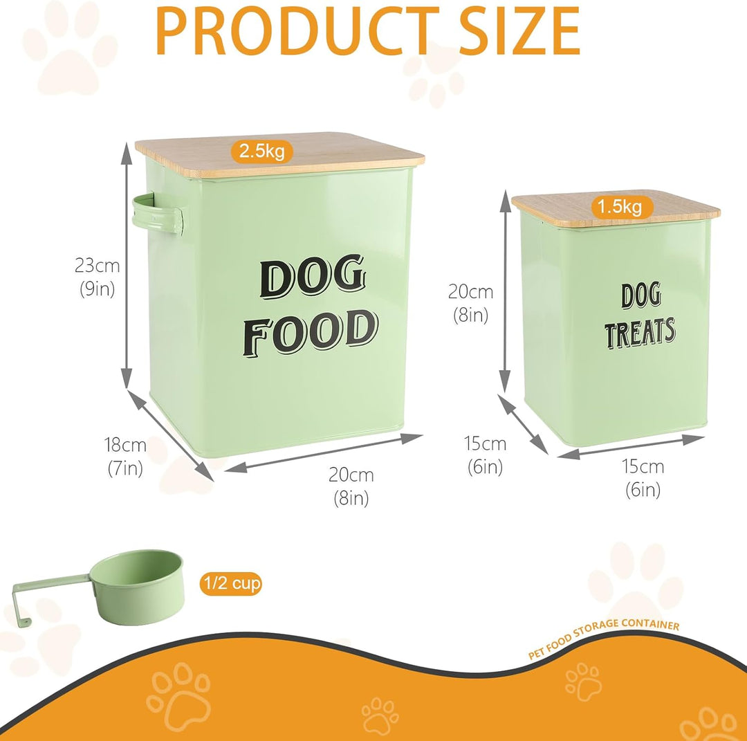Pethiy Hundefutter und Hundeleckerlis Behälter,Futtertonne mit Schaufel,Eng anliegende Holzdeckel,be