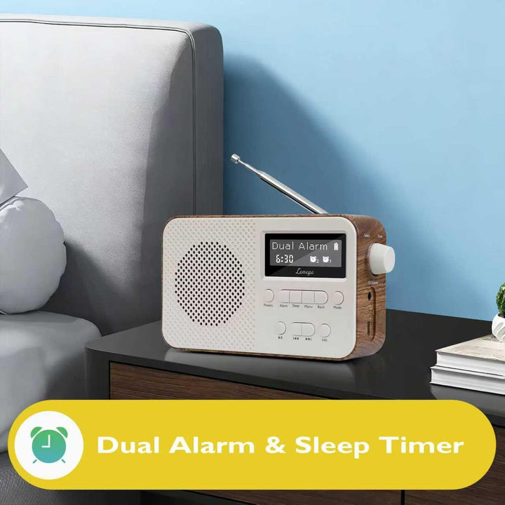 LEMEGA PR2-Max DAB/DAB+ Digitalradio,Bluetooth 5.3,AA-Batterie, Walnuss | 10std akku oder netzbetrie