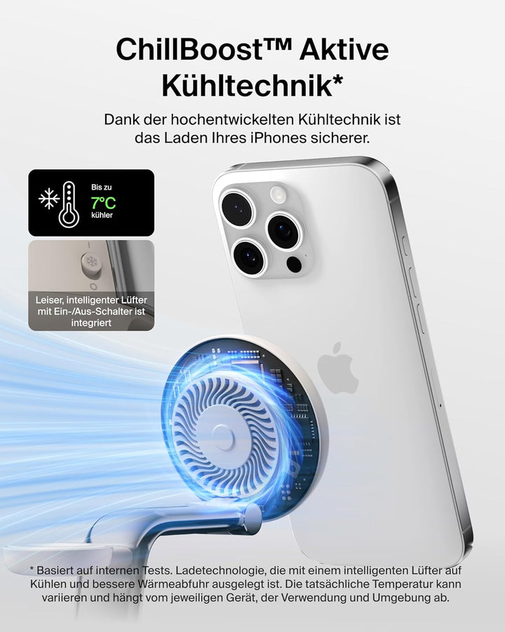 Belkin UltraCharge Pro Qi2.2 Induktive Ladestation, 25W, 3 in 1 Ladegerät MagSafe Kompatibel, Wirele