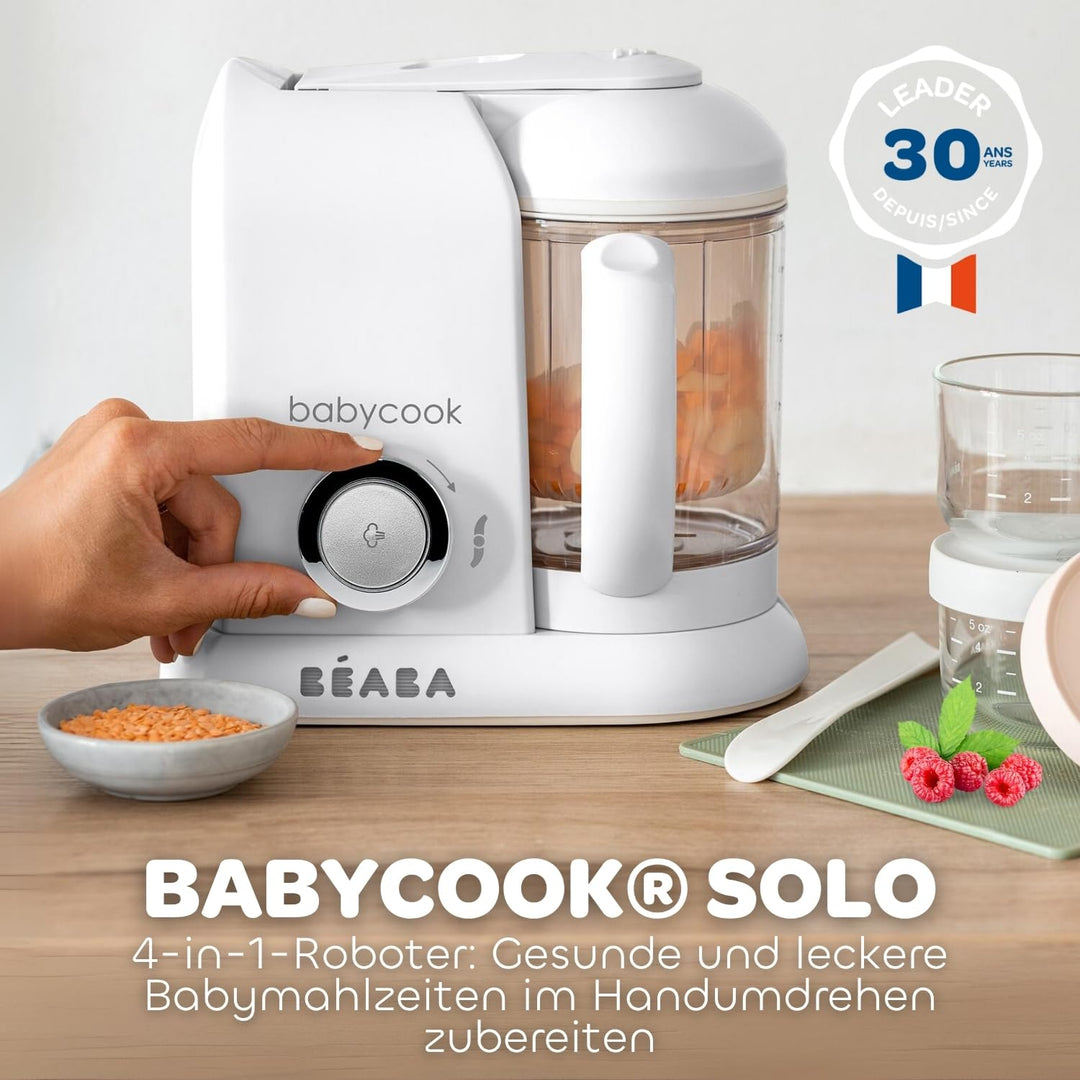 BÉABA - Babycook Solo - 4 in 1 Babynahrungszubereiter - Schonender Dampfgarer - Schnelles Dampfgaren