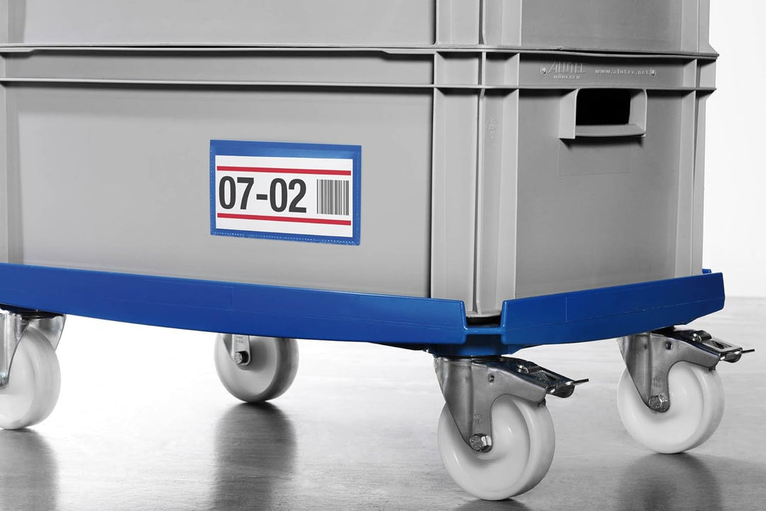 Durable Selbstklebende Etikettentasche, für Etiketten 100 x 38 mm, Packung à 50 Stück, dunkelblau, 1