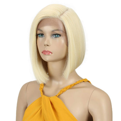 Début Lace Front Perücke für schwarze Damen Bob Perücke für weisse Damen Kunsthaar 24 cm 120g Blond