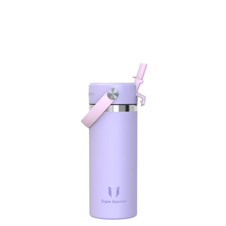 Sparrow Trinkflasche Edelstahl 500ml - Weiter Öffnung SwivelSip Thermosflasche mit Strohhalm - BPA-f