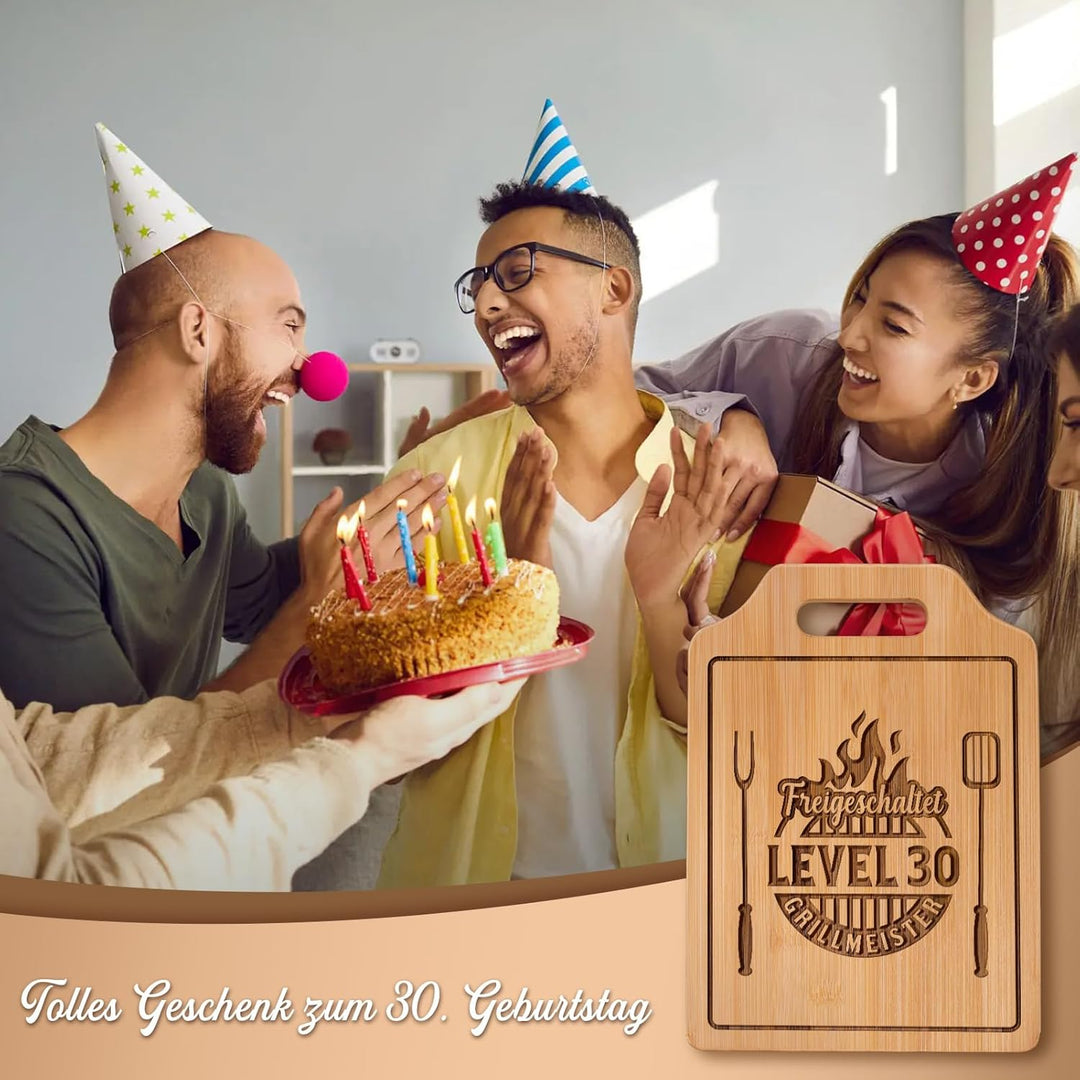 Giftasy 30 Geburtstag Männer - Graviertes Bambus Schneidebrett, 30 Geburtstag, Geschenk 30 Geburtsta