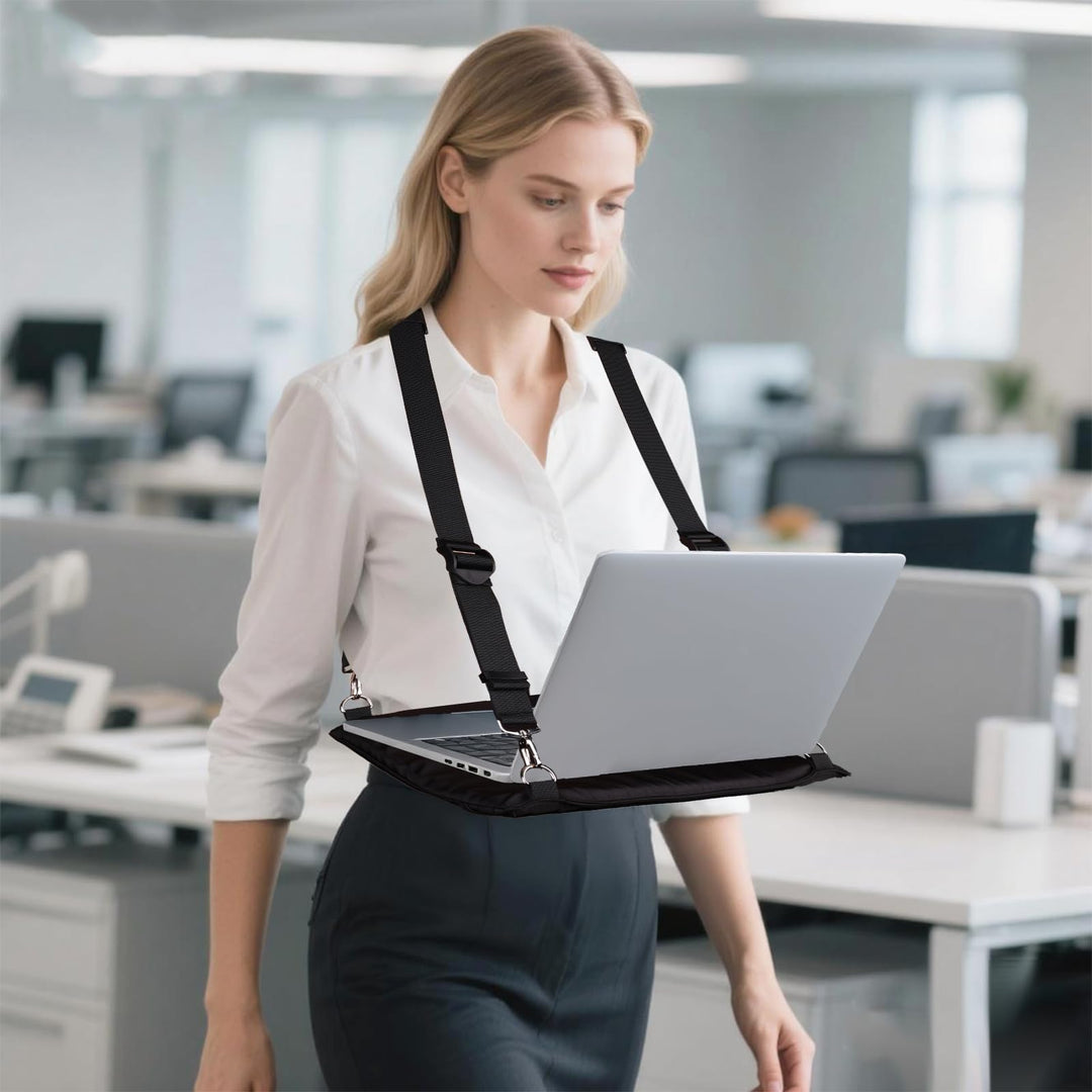 Tragbarer Laptop Tragegurt, Verstellbarer Laptopständer mit Ergonomischen Gurten für 40,6 cm Laptops
