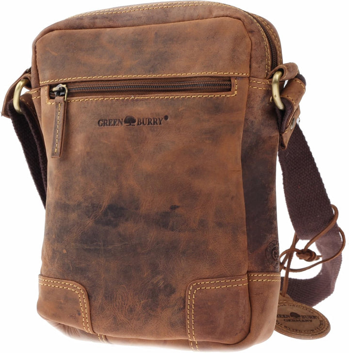 Greenburry Vintage Ledertasche Umhängetasche braun 20 x 26 x 6 cm