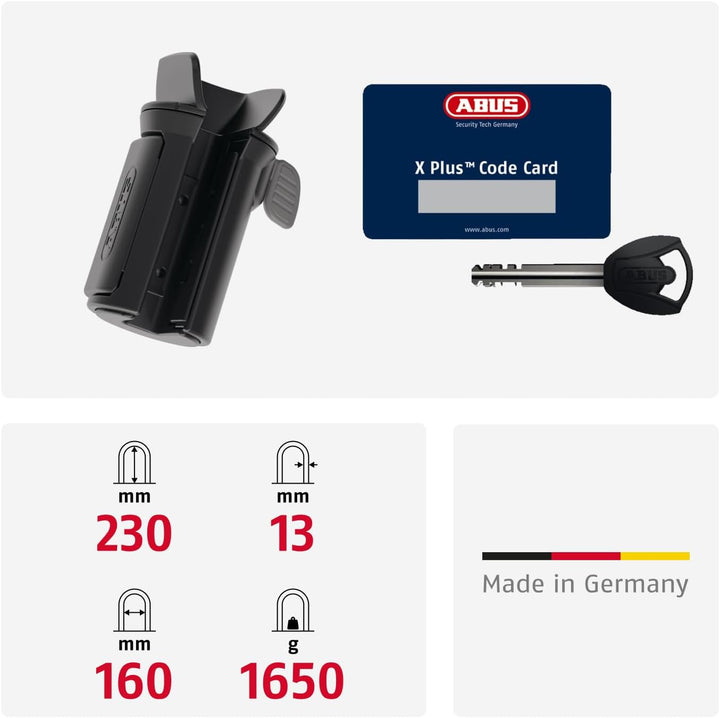 ABUS Bügelschloss Granit XPlus 540 + SH B-Halterung - Fahrradschloss mit XPlus Zylinder als Manipula