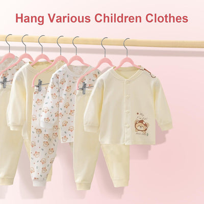 Wellong Baby-Kleiderbügel mit Clips, 24 Stück KinderKleiderbügel aus Samt, Strapazierfähige Kleiderb
