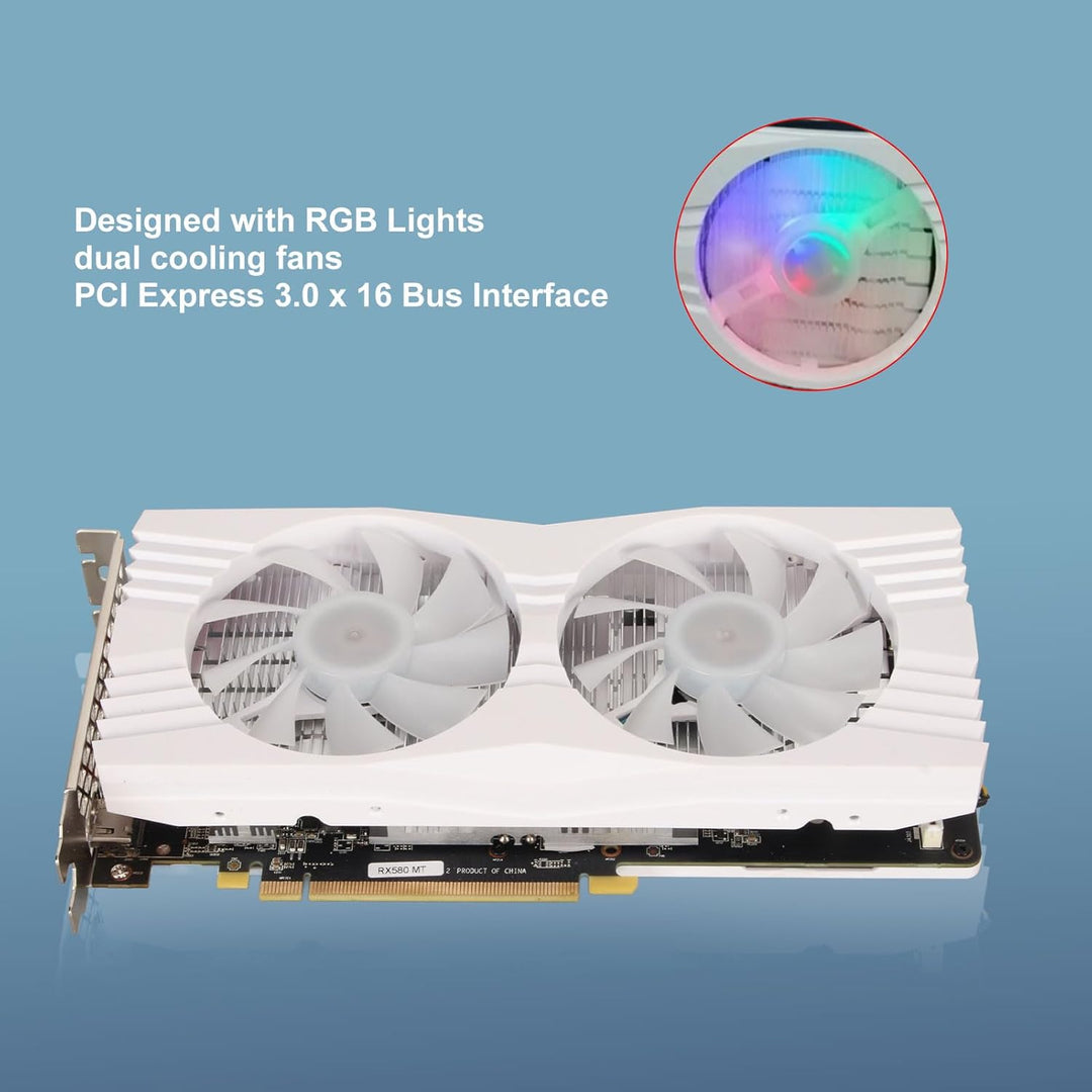 Elprico RX 580-Grafikkarten, 8 GB, GDDR5, 256 Bit, PC-Gaming für Radeon-Grafikkarte für, Dual-Fan-DP