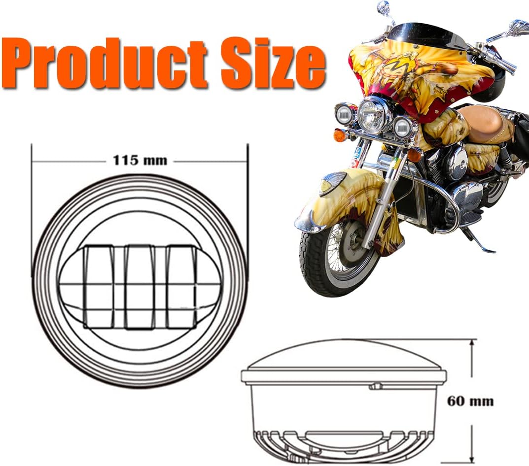 SKUNTUGUANG 1 Paar 4,5-Zoll-LED-Nebelscheinwerfer mit Angel Eyes für 1998–2015 Electra Glide (weiss)