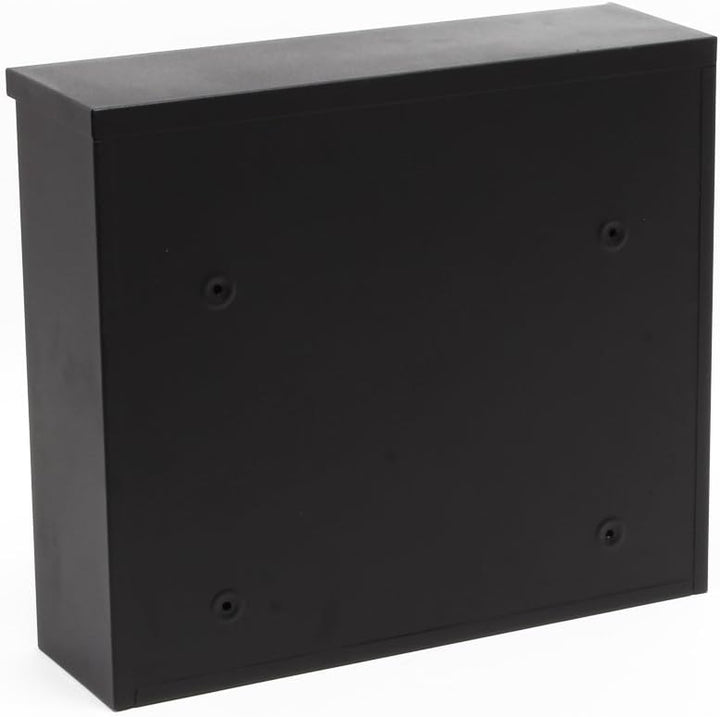 Wiltec Briefkasten V12 schwarz 360 x 115 x 315 mm, Wandbriefkasten mit Schloss, Sichtfenstern und Na