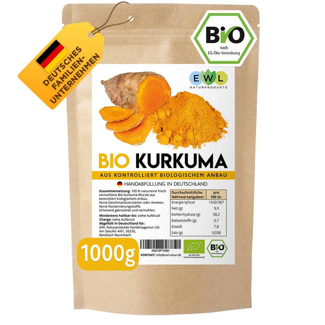 Bio Kurkuma Pulver I Kurkuma Pulver Bio I Kurkumapulver aus kontrolliert biologischem Anbau I Abgefü