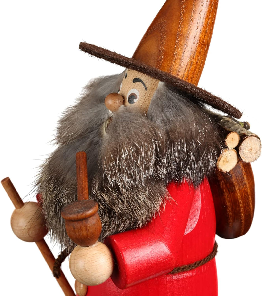 DWU Original Erzgebirgischer Räuchermann® Wichtel Holzsammler rot 949