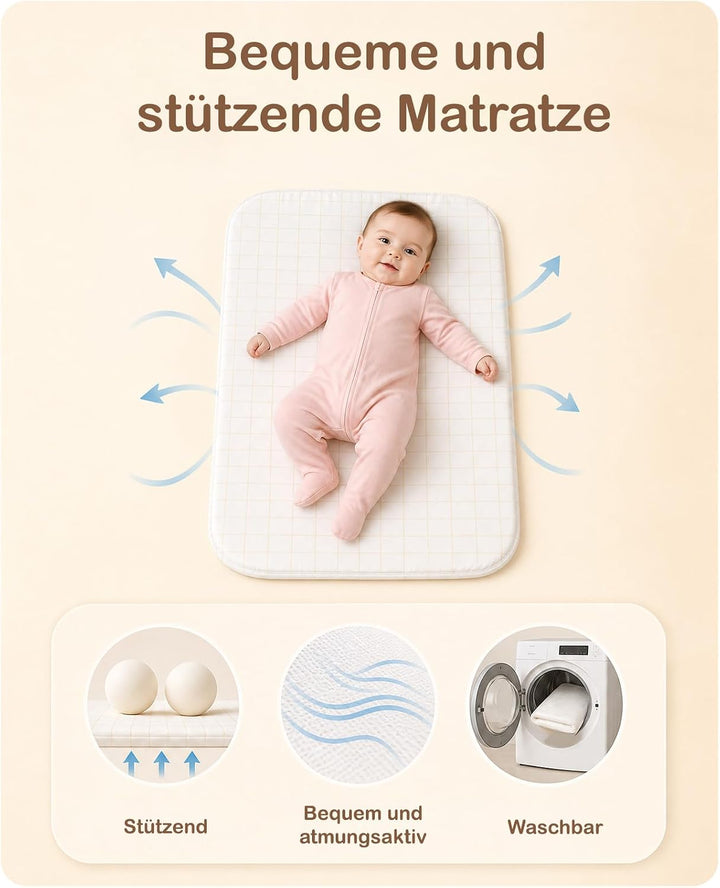 UBRAVOO Beistellbett Baby 2-in-1, Babybett &amp; Baby Wiege für Neugeborene – mit Aufbewahrungskorb &amp; We