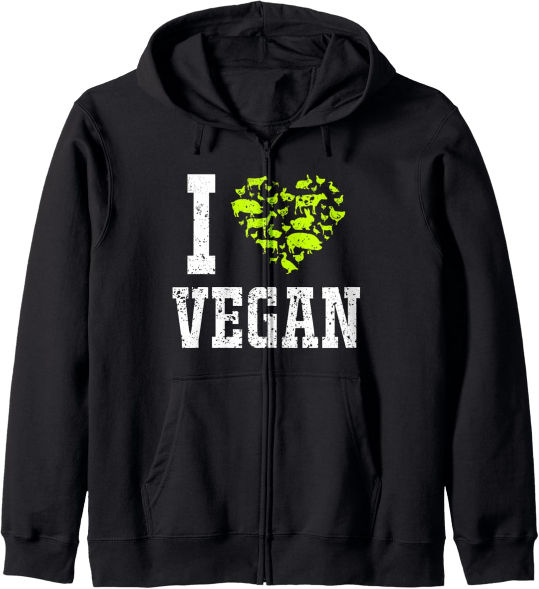 I Love Vegan Animals Vegan Gifts Kapuzenjacke