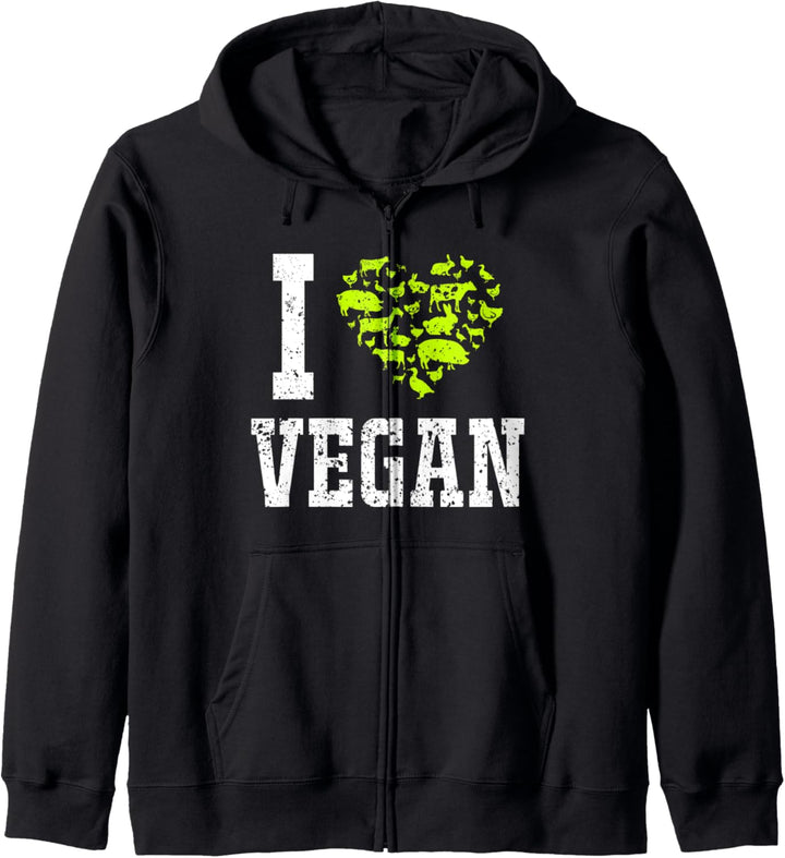 I Love Vegan Animals Vegan Gifts Kapuzenjacke