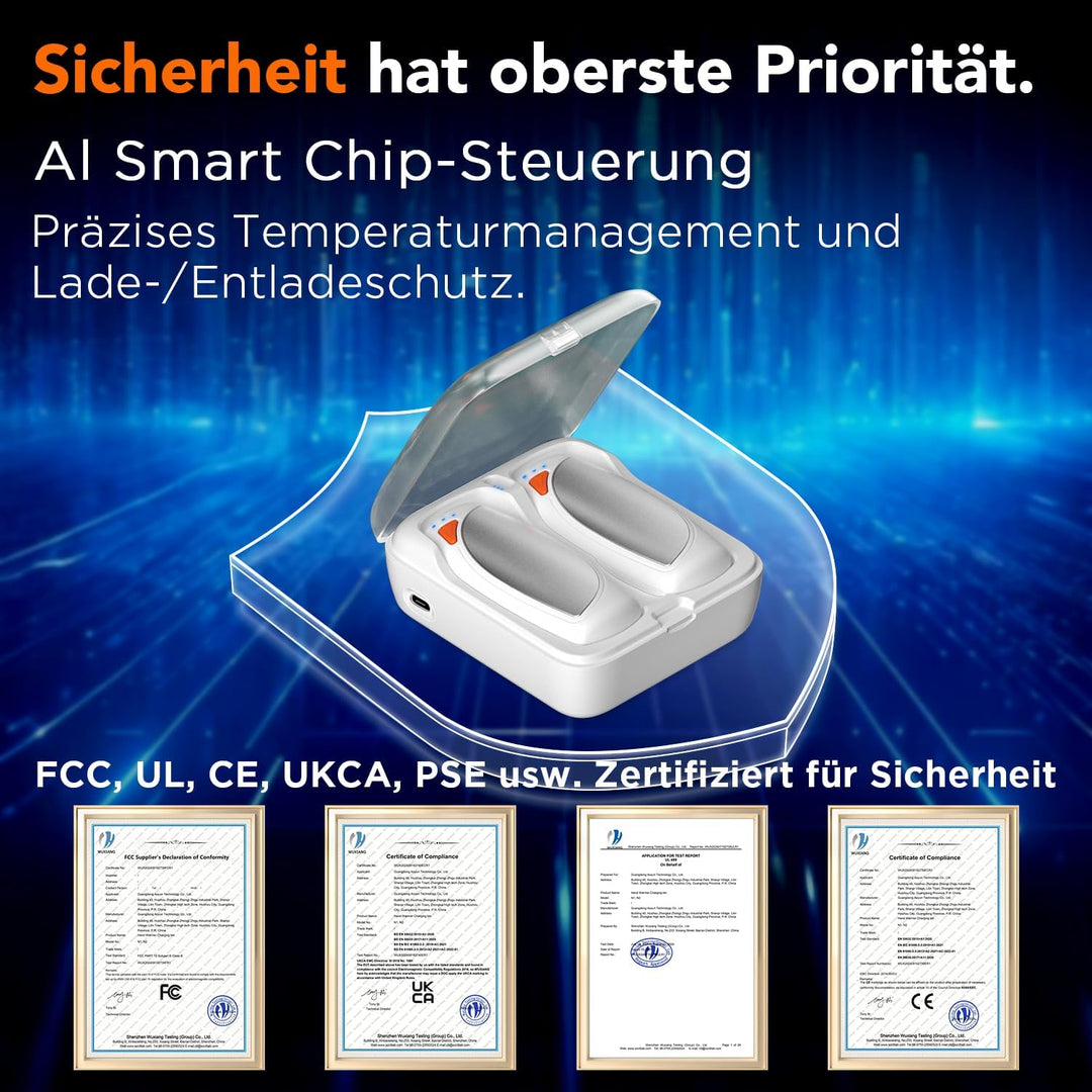 Lepwings Handwärmer Elektrisch 2er-Pack mit Ladecase, 14.000 mAh, Wiederverwendbare Taschenwärmer, B