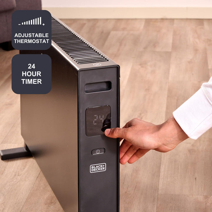 BLACK+DECKER BXCSH2001E - Konvektor, Heizung, Lüftung, 2000W, LED-Anzeige, 2 Leistungsstufen, Timer,