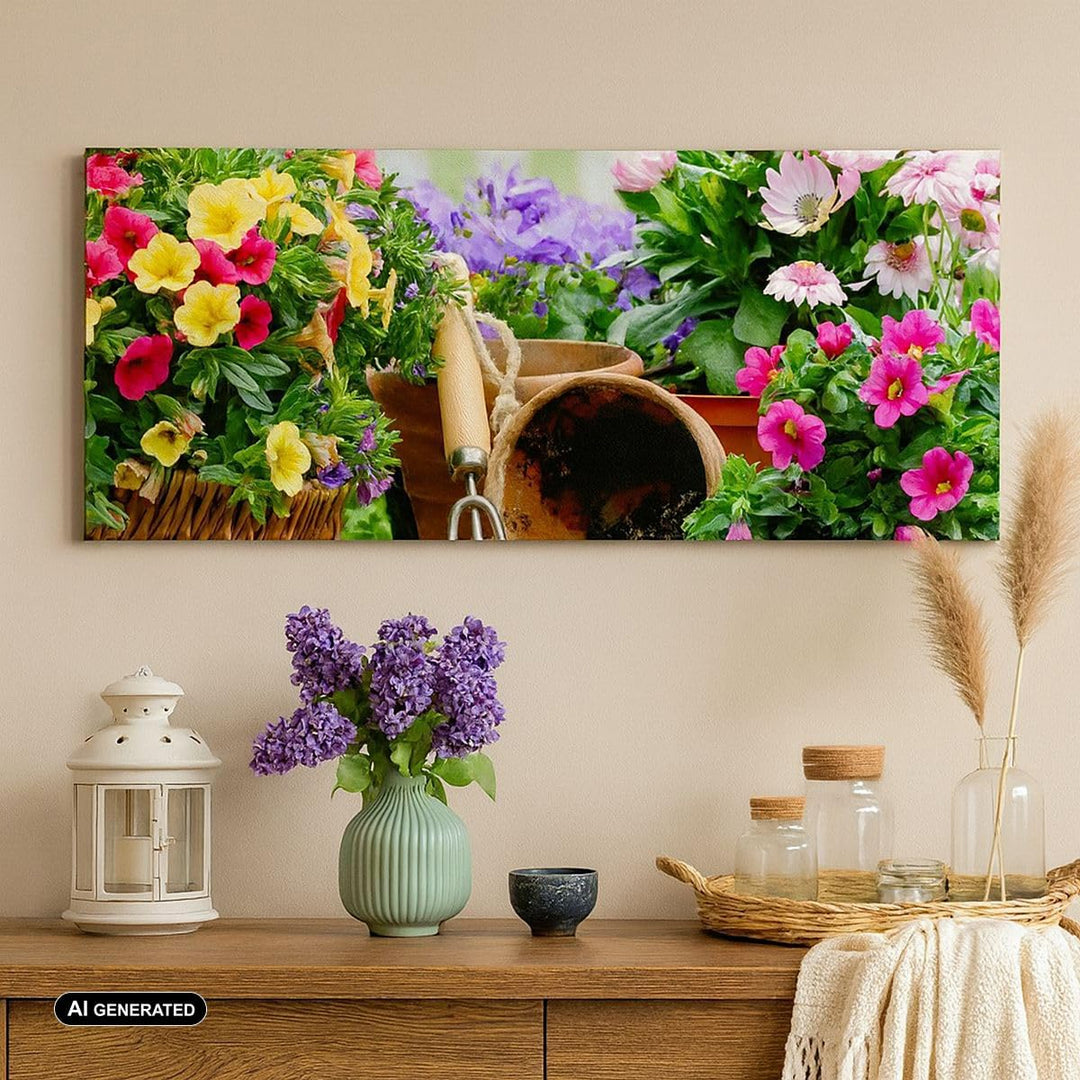 Wandbilder Dekoration Wohnzimmer Pflanzen Garten Frühling Natur Panorama Bilder auf Leinwand 120x50c