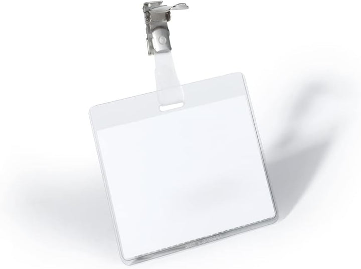 Durable Namensschild (mit Clip, 60 x 90 mm, Kunststoff) Packung à 25 Stück, transparent, 800319 60 x