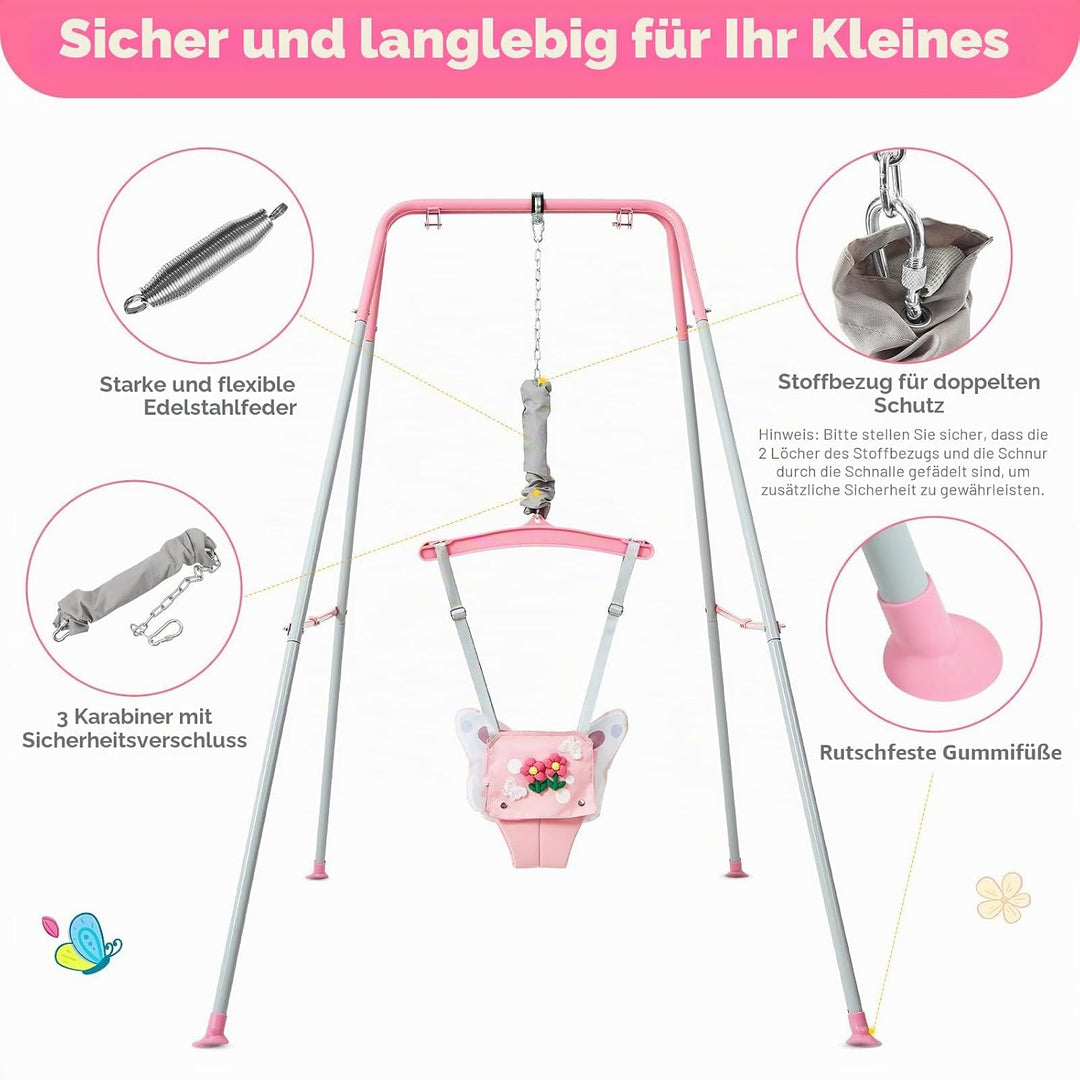 FUNLIO Baby-Hüpfsitz mit Ständer für 6–24 Monate, Hüpfsitz für drinnen und draussen, mit verstellbar