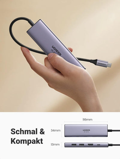 UGREEN USB C Hub 4K@60Hz USB C Adapter mit HDMI, SD/TF Kartenleser, 3 USB 3.0 USB C Dock Kompatibel