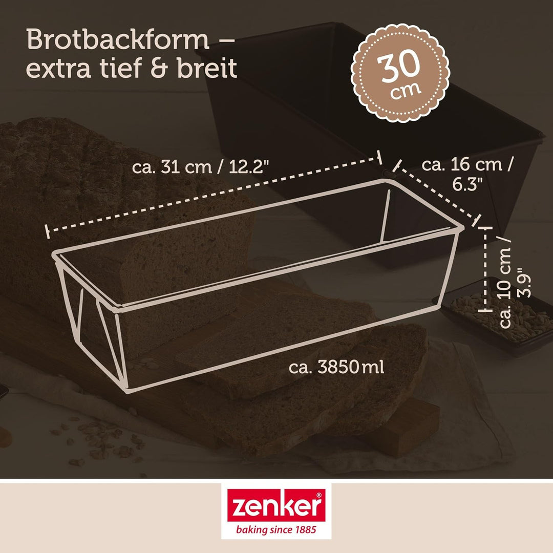 Zenker Brotbackform, Königskuchenform mit Antihaftbeschichtung, hochwertige Brotform in schwarz (Kuc