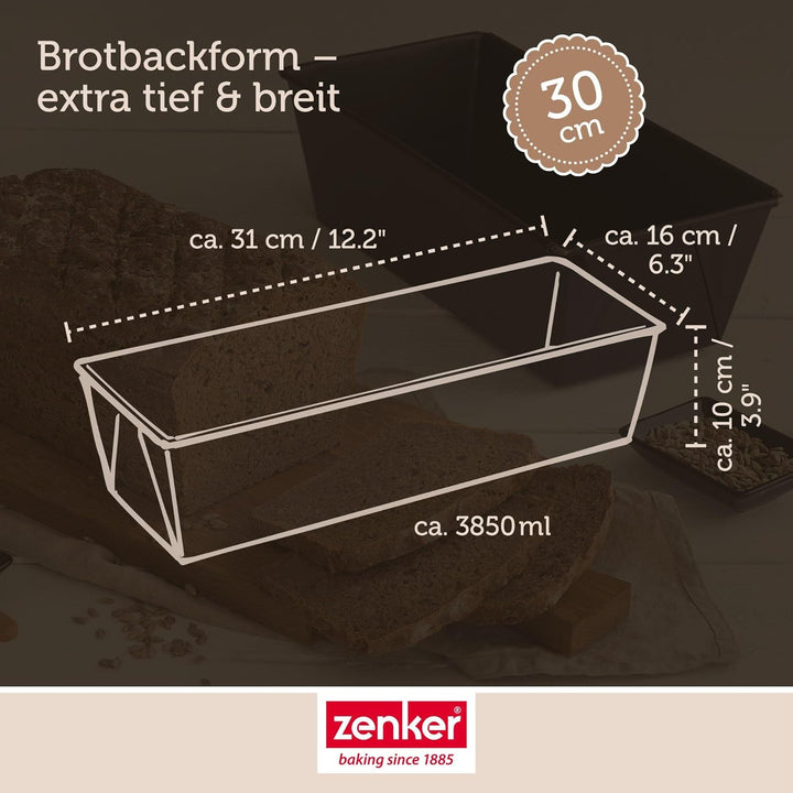 Zenker Brotbackform, Königskuchenform mit Antihaftbeschichtung, hochwertige Brotform in schwarz (Kuc