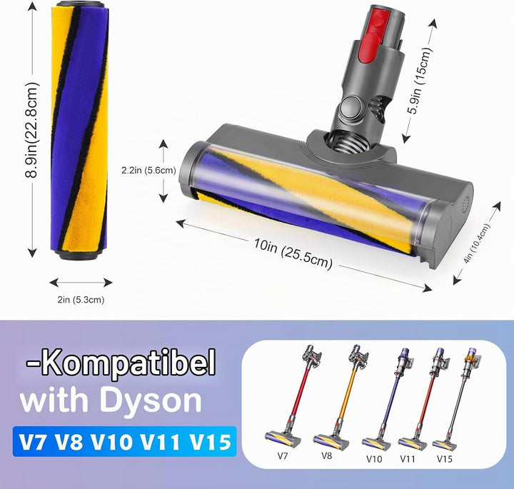 Bodendüse Bürste für Dyson V11 V15 V10 V8 V7 Staubsauger, Ersatzbürste Zubehör mit LED-Licht, Elektr