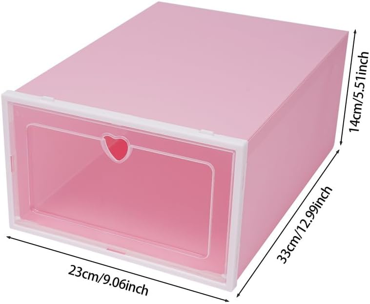 Schuhboxen 20 Stück Transparent Rosa Stapelbare Schuhkartons mit Klapptür und Belüftung, Schuh Organ