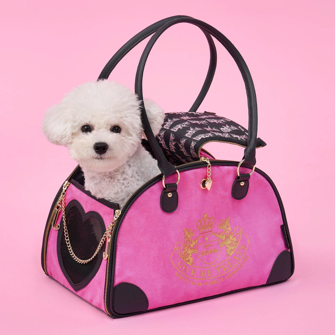 Juicy Couture Give Me Treats Transporttasche für Haustiere, stilvolle Reisetasche für kleine Hunde u