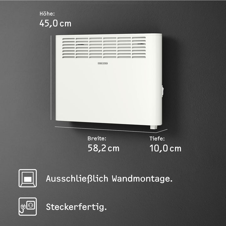 STIEBEL ELTRON Wandkonvektor CNS 1500 Plus LCD, 1,5 kW für ca. 20 m², TÜV geprüft, LC-Display, Woche
