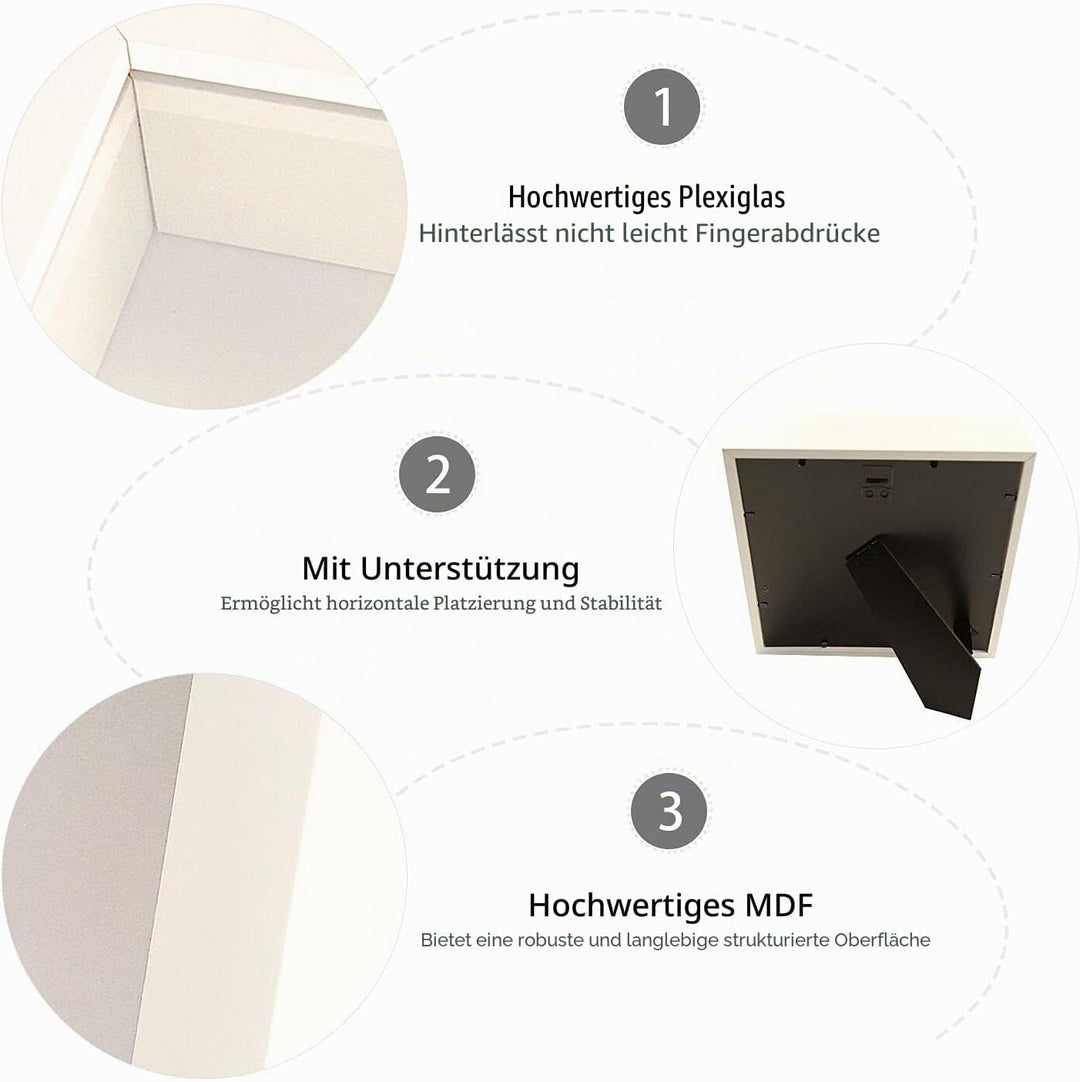 sunmeg 2Pcs 3D Bilderrahmen zum Befüllen 30 x 30cm Bilderrahmen Tief 3D Objektrahmen Hölzern bis 3cm