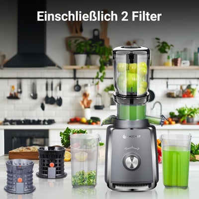 AMZCHEF Entsafter Slow Juicer 103MM Breiter Schacht - 250W Entsafter Gemüse und Obst Testsieger - Ka