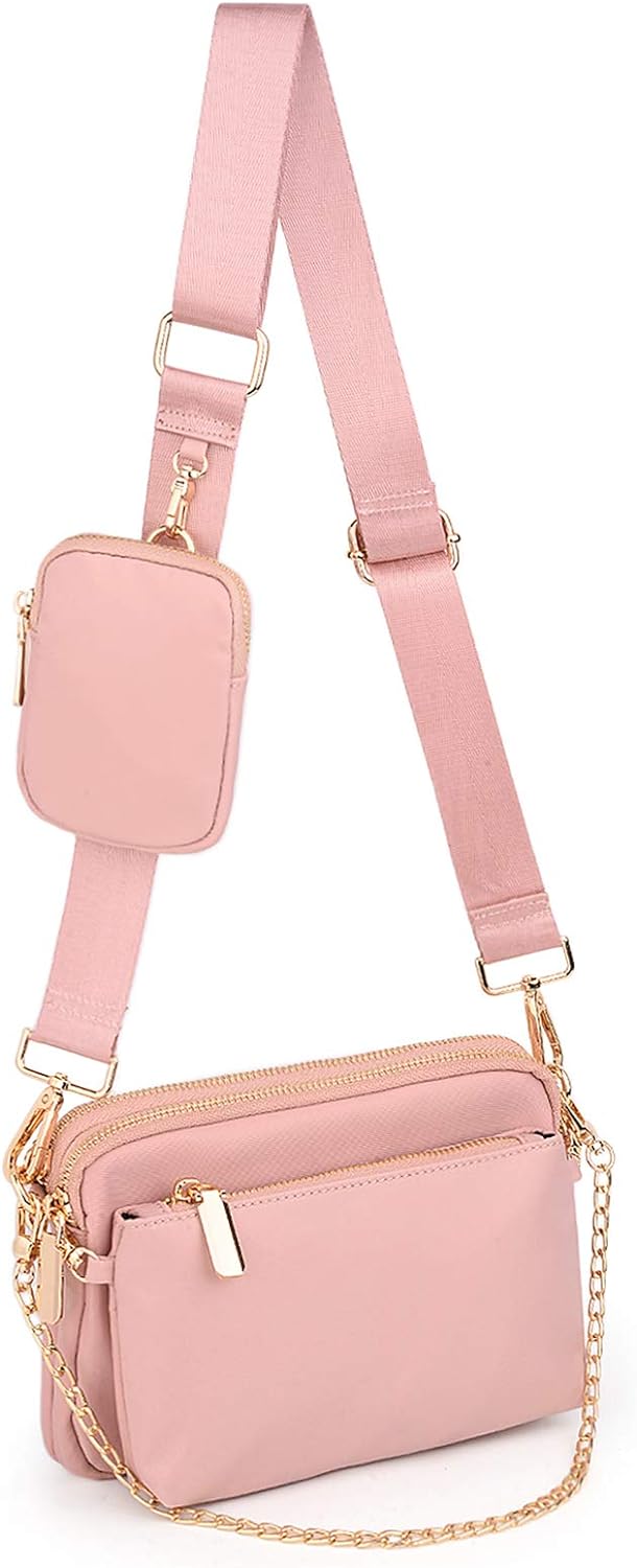 UTO Umhängetasche Damen 3 in 1 Crossbody Bag Damen Breiter Gurt mit Münzbeutel Handtasche mit Abnehm