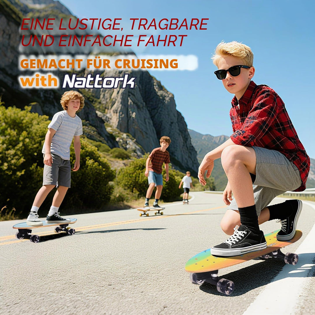 Nattork Complete Skateboards 29" x 8" Kids Skateboard Cruiser Skateboards for Beginners Double Kick