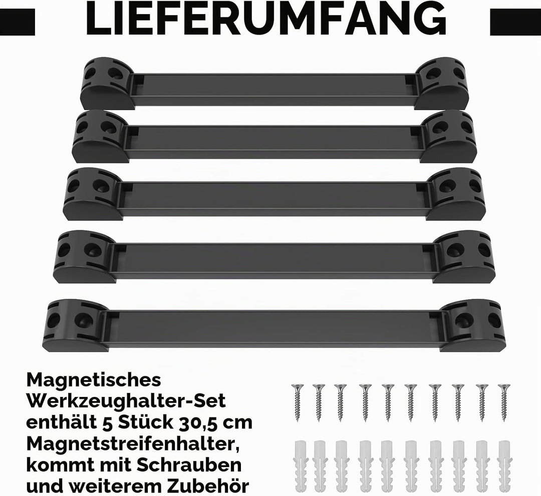 Magnetleisten für Werkzeug 5 Stück, Werkzeug Magnetleiste Set 30 cm, Magnethalter Werkzeug für Küche