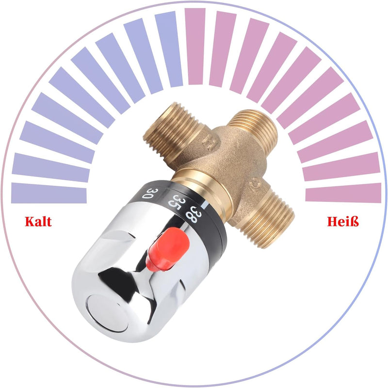 Solid Messing G1 / 2 Thermostatisches Mischventil für Dusche System Wassertemperaturregelung Rohr Be