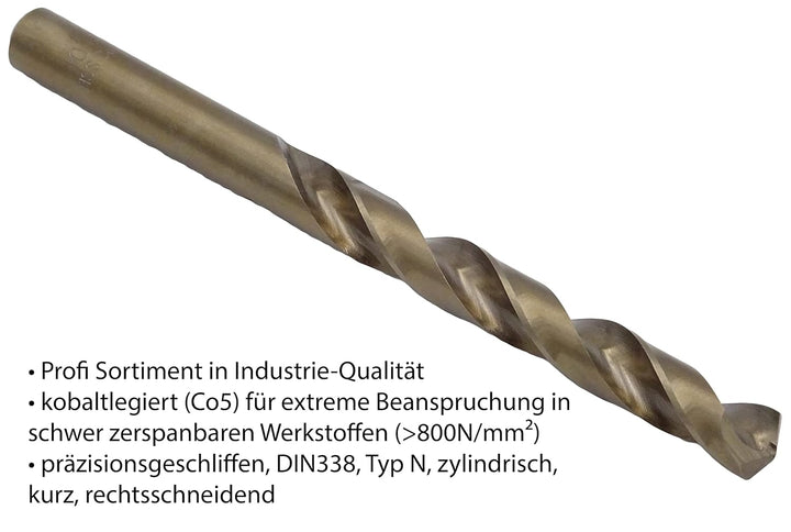 PeTools, 25-tlg. Edelstahl-Bohrer HSS-E (1-13mm) Kobalt Cobalt (Co5) Spiral-Bohrer VA mit Kreuzansch