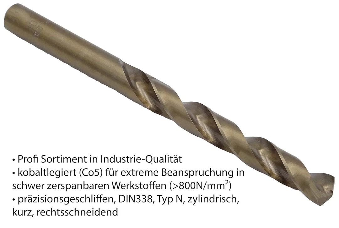 PeTools, 25-tlg. Edelstahl-Bohrer HSS-E (1-13mm) Kobalt Cobalt (Co5) Spiral-Bohrer VA mit Kreuzansch