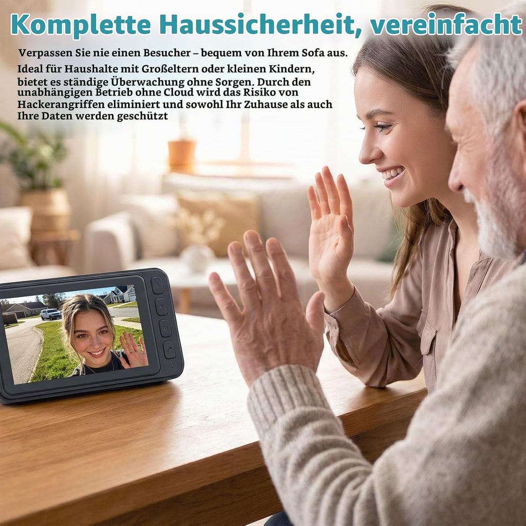 Wireless Video Türklingel mit 4,5" IPS Display &amp; Kamera - 120° Weitwinkel, 2-Wege Audio, Infrarot Na