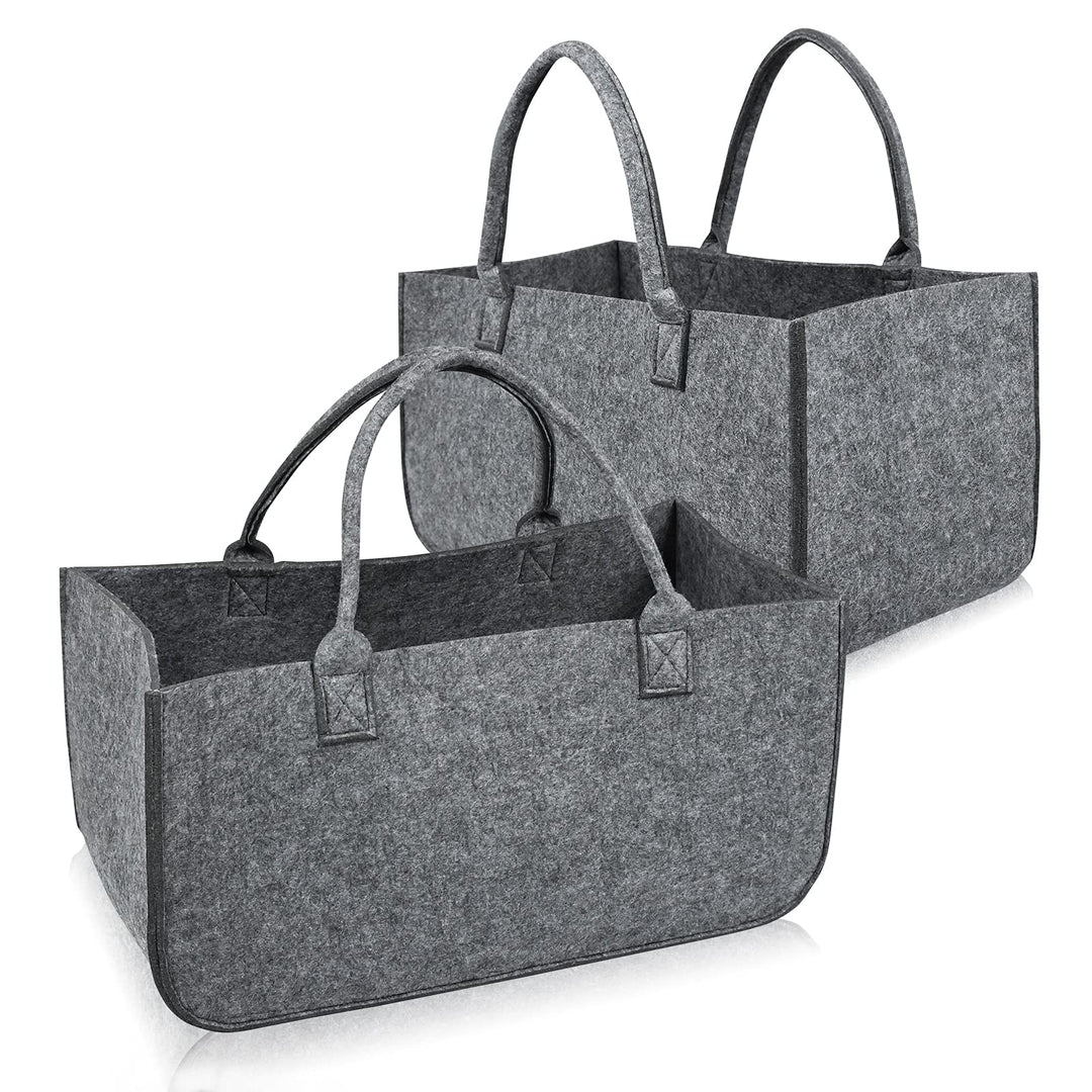 2 Stück Filztaschen Kaminholztasche Filz, Faltbar Kaminholzkorb Filztasche Shopper für Holz Zeitunge