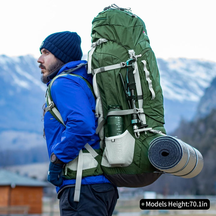 MOUNTAINTOP Trekkingrucksack 80L Wanderrucksack Herren Damen Reiserucksack Grosser Rucksack mit Rege