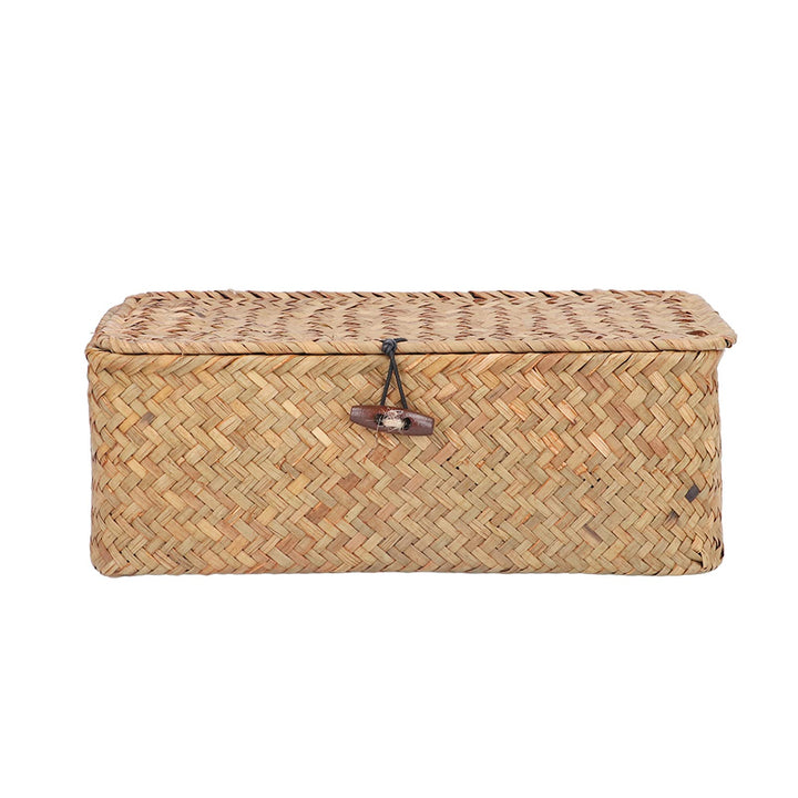 Aufbewahrungskorb aus Natürlichem Seegras, Gewebt, Rechteckig, Regal, Korb, Schreibtisch-Organizer m