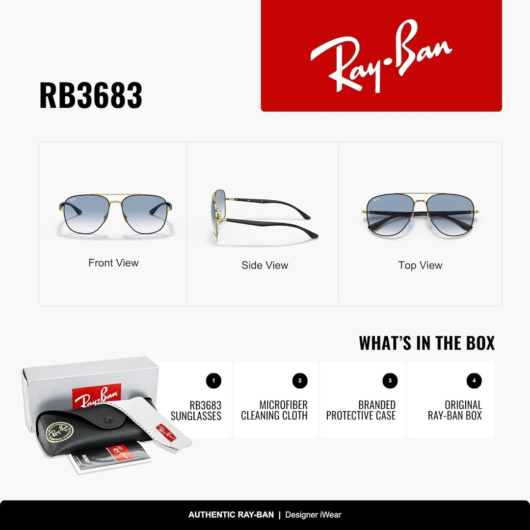 Ray-Ban Herren 0RB3683-90003F-56 Sonnenbrille, Black ON Arista, 56