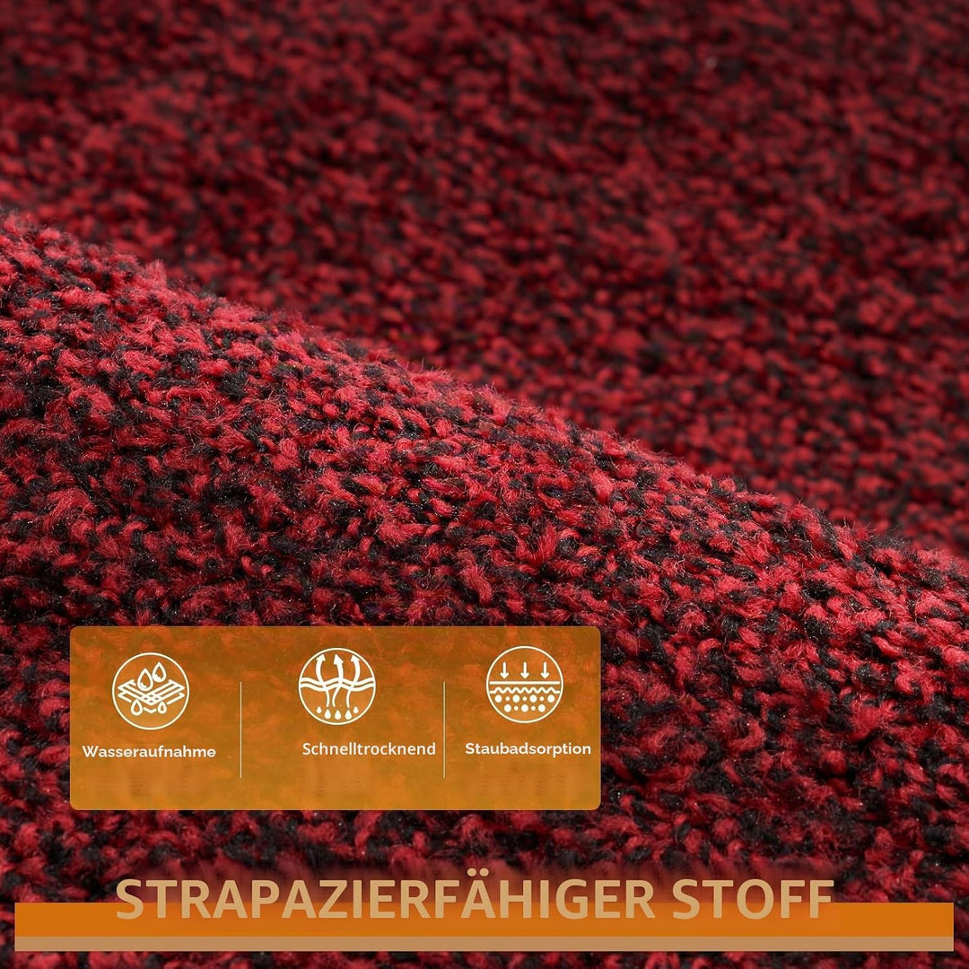 Mibao Schmutzfangmatte für drinnen und draussen, 60 x 120 cm, Rot-Schwarz, waschbare Barriere-Fussma