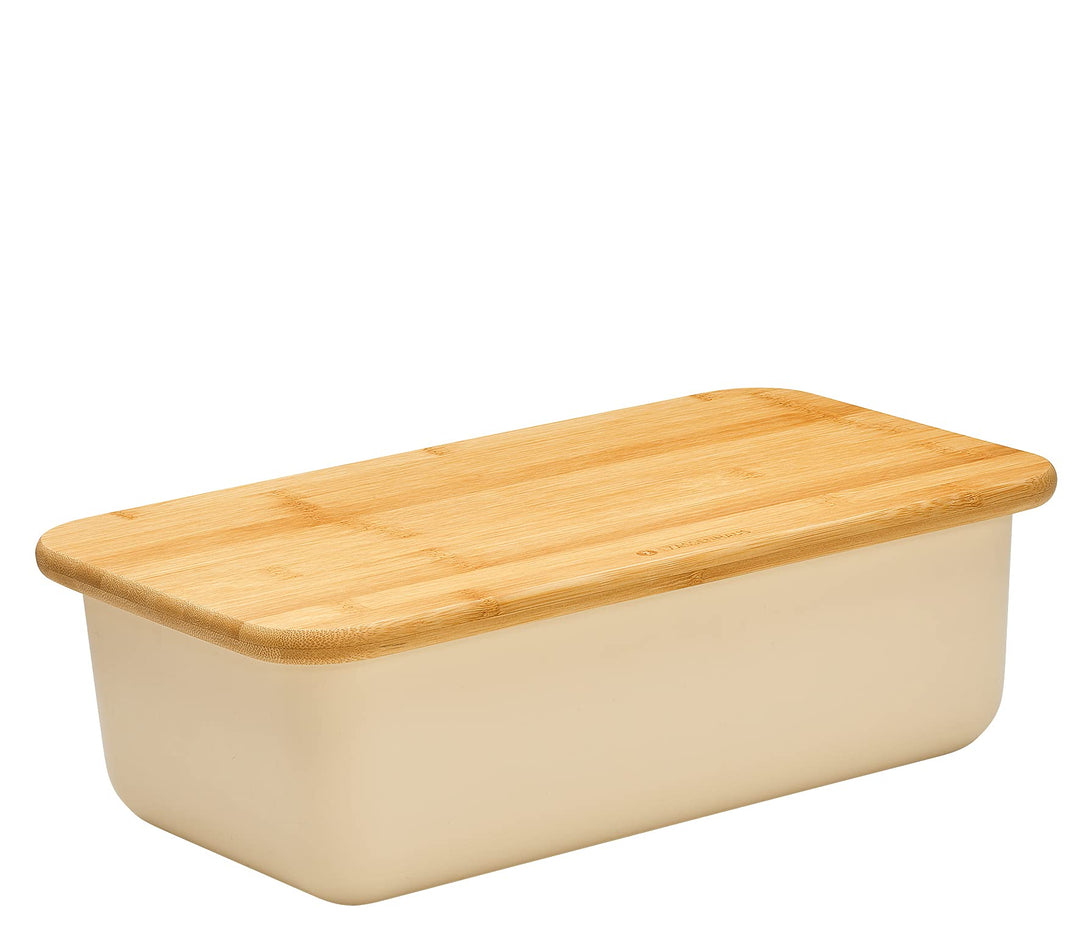 Zassenhaus Brotkasten, Deckel als Schneidbrett verwendbar, Brotkorb Bambus creme, 40 x 23 x 13,5 cm,