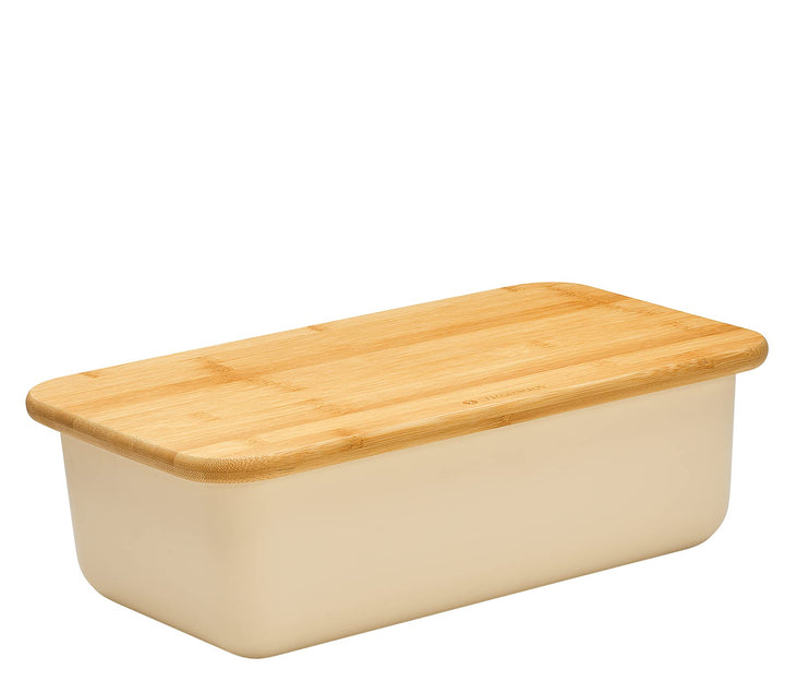Zassenhaus Brotkasten, Deckel als Schneidbrett verwendbar, Brotkorb Bambus creme, 40 x 23 x 13,5 cm,