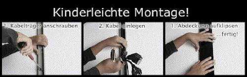 TV Design Aluminium Kabelkanal in schwarz Hochglanz lackiert in verschiedenen Längen von ALUNOVO (Lä